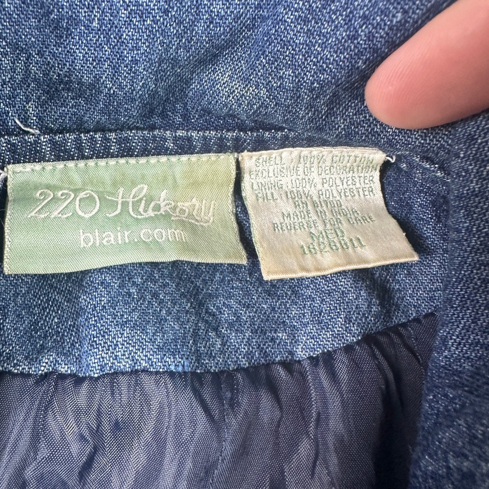 Vintage Southwestern Tapestry Quilted Denim Jacket Women Medium Blue 220 Hickory - Picture 5 of 14